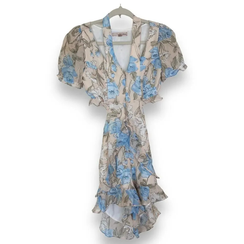 FOR LOVE AND LEMONS Cadence Romper Cream Blue Floral Feminine Dainty Size XS - Picture 4 of 16